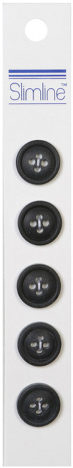 6 Pack Slimline Buttons -Black 4-Hole 5/8" 5/Pkg SL-706A - 052278327068