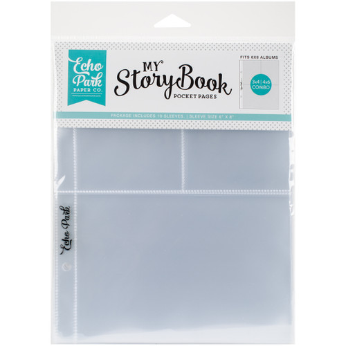 3 Pack - My Story Book Album Pocket Pages 6"X8" 10/Pkg-(1) 4"X6" & (2) 3"X4" Openings - MSBPP68-604 - 083832244811