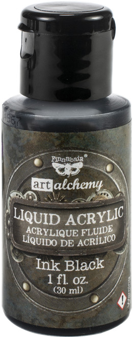 3 Pack - Finnabair Art Alchemy Liquid Acrylic Paint 1 Fluid Ounce-Ink Black - AALAP-67345 - 655350967345