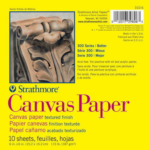 3 Pack Strathmore Canvas Paper Pad 6"X6"-10 Sheets 310600 - 012017398063