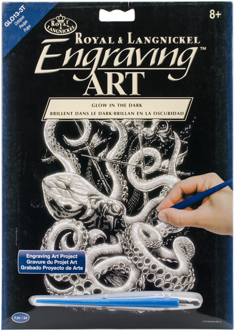 3 Pack - Royal & Langnickel(R) Glow In The Dark Foil Engraving 8"X10"-Octopus - GLOW-13 - 090672036896