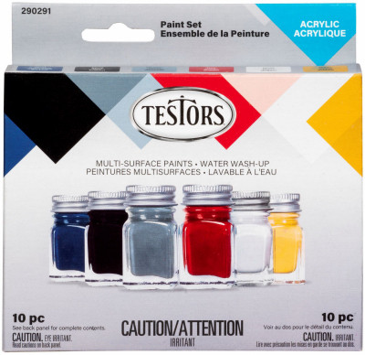 6-Color Craft & Model Paint Set & Brushes, Acrylic Primary Colors, 1/4 oz. ea. - 290291 - 020066335816