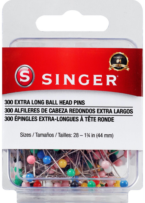 3 Pack Singer Extra Long Ball Head Pins-Size 28 300/Pkg 00745 - 075691007454