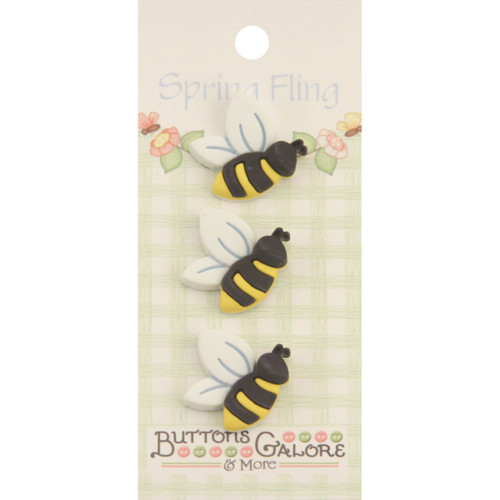 6 Pack Buttons Galore Spring Fling Buttons-Bees SFB-126 - 840934096393