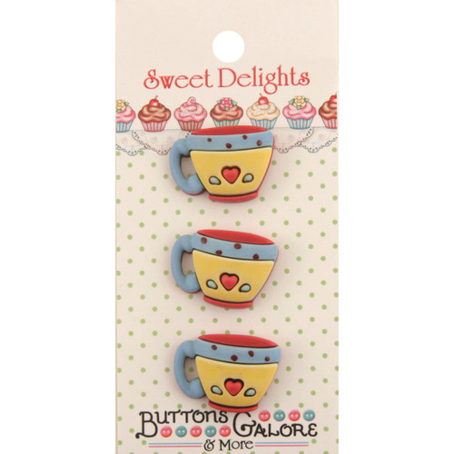 6 Pack Buttons Galore Sweet Delights Buttons-Coffee Cups SD1-118 - 840934091077