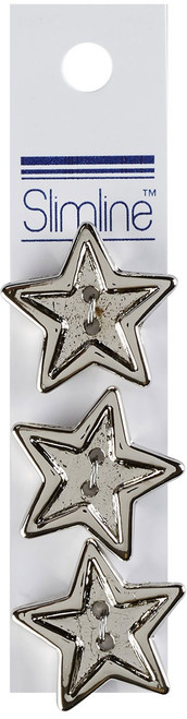 6 Pack Slimline Buttons Series Funtastics -Silver Star 2-Hole 7/8" 3/Pkg SLF1.50-0960 - 097327867256