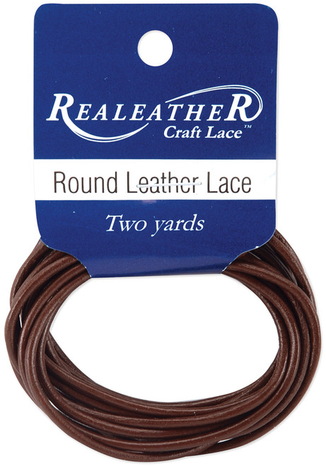 6 Pack Realeather Crafts Round Leather Lace 2mmX2yd Packaged-Brown RL0202-0103 - 870192003550