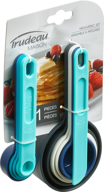 2 Pack - Trudeau Measuring Cups & Spoons Set 11pcs-Grey, White, Turquoise & Light Blue - 05117567 2 Pack - Trudeau Measuring Cups & Spoons Set 11pcs-Grey, White, Turquoise & Light Blue - 05117567