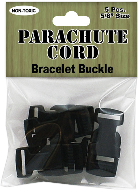 6 Pack Pepperell Parachute Cord Bracelet Buckles 15mm 5/Pkg-Black PCBUCK - 725879306267