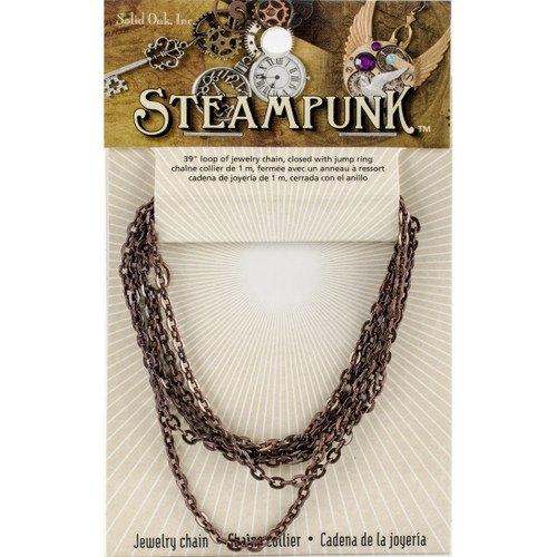 3 Pack Solid Oak Steampunk Metal Chain 39" -Antique Copper Tiny Oval #20 STEAM270 - 845227042309