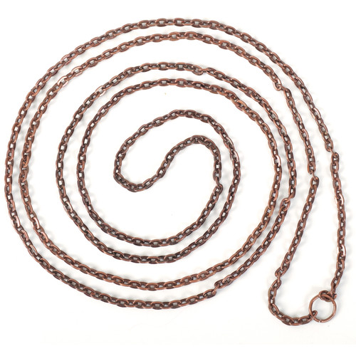 3 Pack - Solid Oak Steampunk Metal Chain 39"-Antique Copper Tiny Oval #20 - STEAM270