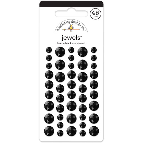 3 Pack - Doodlebug Adhesive Jewels 6mm, 8mm & 10mm 45/Pkg-Beetle Black - JEWEL-3513 - 842715035133