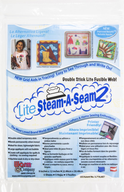 3 Pack Warm Company Lite Steam-A-Seam 2 Fusible Web-9"X12" 5/Pkg 5417 - 753705054174