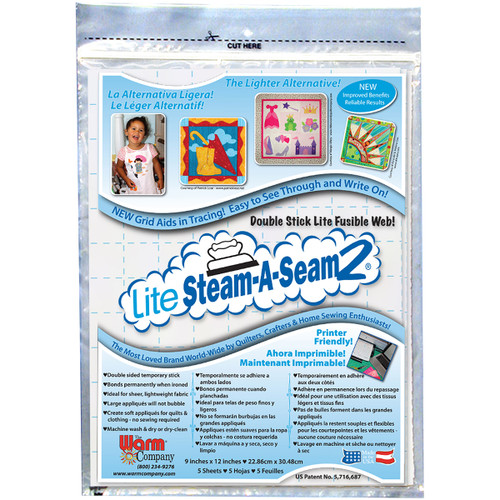 3 Pack - Warm Company Lite Steam-A-Seam 2 Fusible Web-9"X12" 5/Pkg - 5417 3 Pack - Warm Company Lite Steam-A-Seam 2 Fusible Web-9"X12" 5/Pkg - 5417