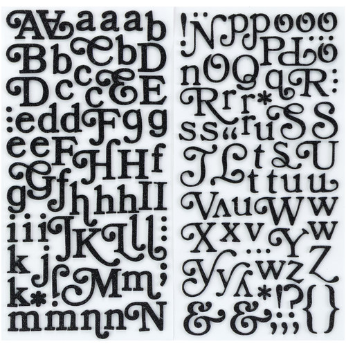 3 Pack - Soho Garden Thickers Alphabet Stickers 5.5"X11" 147/Pkg-Glitter Foam Boho/Black - 53423