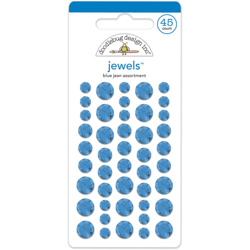 3 Pack - Doodlebug Adhesive Jewels 6mm, 8mm & 10mm 45/Pkg-Blue Jean - JEWEL-3509 - 842715035096