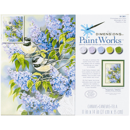 2 Pack Paint Works Paint By Number Kit 11"X14"-Chickadees & Lilacs 91361 - 088677913618