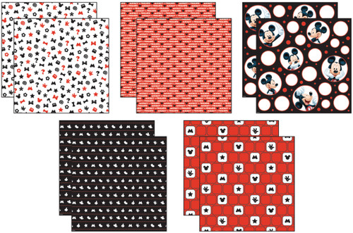 2 Pack EK Disney Paper Pack 12"X12" 10/Pkg-Mickey Black, White & Red; 5 Designs/2ea DBMPP