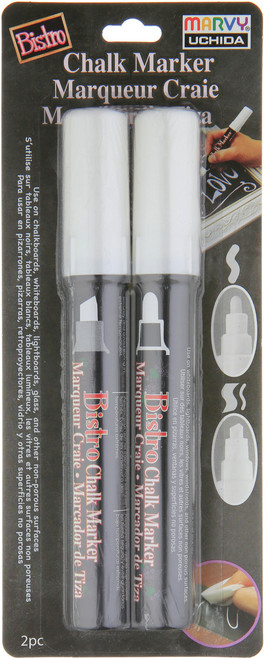 2 Pack Uchida Bistro Chalk Marker Set 2/Pkg-White Broad & Chisel Tip 4803-2A - 028617483030