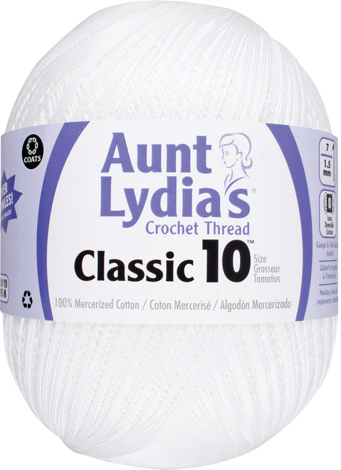 2 Pack - Aunt Lydia's Classic Crochet Thread Size 10 Jumbo-White - 153-201