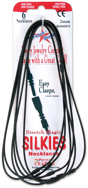 3 Pack - Stretch Magic Silkies Necklaces 2mm 6/Pkg-Black - SILKIES-3 - 725879207748