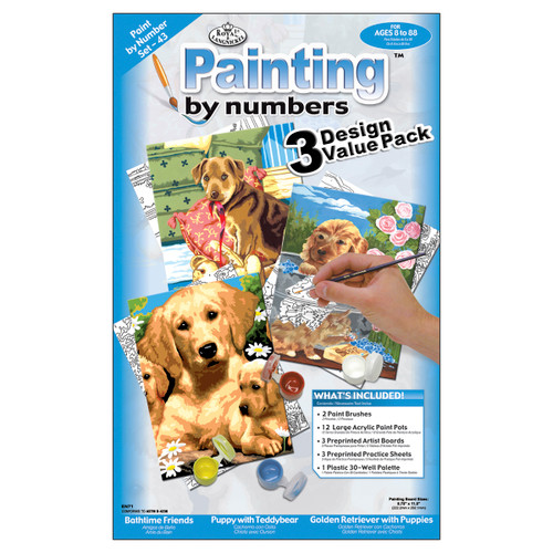 3 Pack Royal & Langnickel(R) Paint By Number Kit 8.75"X11.75" 3/Pkg-Dogs PBNVLPK-43 - 090672265173