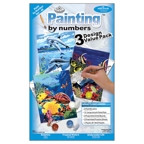 3 Pack Royal & Langnickel(R) Paint By Number Kit 8.75"X11.75" 3/Pkg-Sea Life PBNVLPK-46 - 090672266170