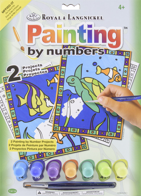 3 Pack Royal & Langnickel(R) My First Paint By Number Kit 2/Pkg-Sea Turtle & Fish MFPN2-03 - 090672056986