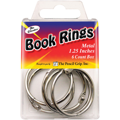 6 Pack The Pencil Grip Book Rings 1.25" 6/Pkg-Silver TPG-185B - 634901021859