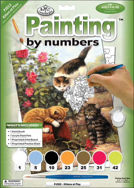 3 Pack - Royal & Langnickel(R) Small Paint By Number Kit 8.75"X11.75"-Kittens At Play - PJS-52 - 090672056955