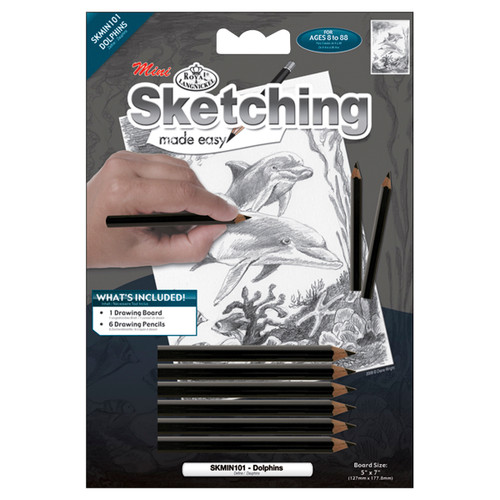 6 Pack Royal & Langnickel(R) Sketching Made Easy Kit 5"X7"-Dolphins SKMIN-101 - 090672057259