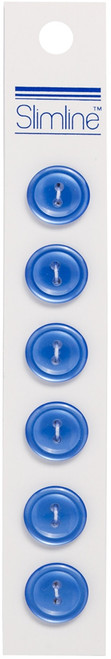 6 Pack Slimline Buttons -Blue 2-Hole 9/16" 6/Pkg SL-0956 - 097327867218
