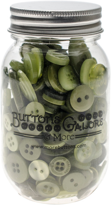 3 Pack Buttons Galore Button Mason Jars-Leafy Green MJ-110 - 840934026574