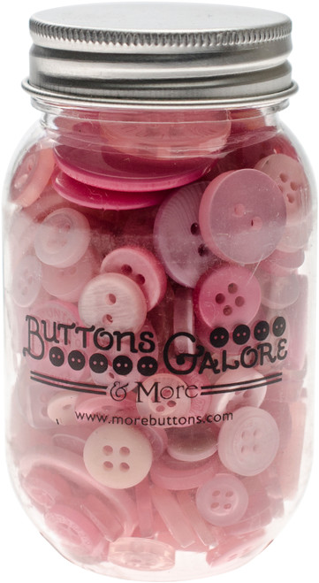 3 Pack Buttons Galore Button Mason Jars-Pink Grapefruit MJ-106 - 840934026444