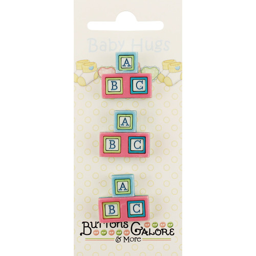 6 Pack Buttons Galore Baby Hugs Buttons-Baby Blocks BH-124 - 840934086615