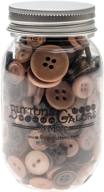 3 Pack Buttons Galore Button Mason Jars-Warm Cocoa MJ-113 - 840934026727