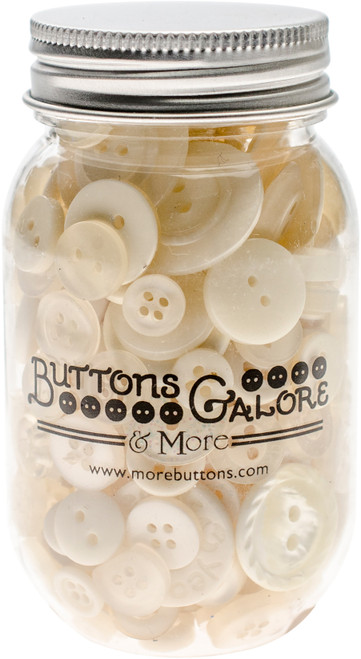 3 Pack Buttons Galore Button Mason Jars-Antique White MJ-112 - 840934026710