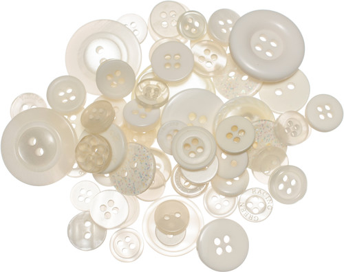 3 Pack Buttons Galore Button Mason Jars-Antique White MJ-112