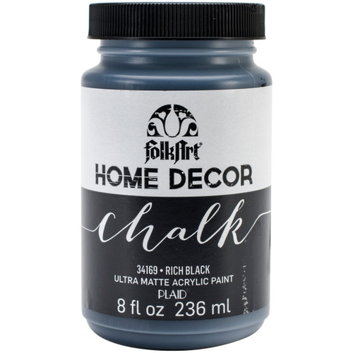 3 Pack FolkArt Home Decor Chalk Paint 8oz-Rich Black HDCHALK-34169 - 028995341694