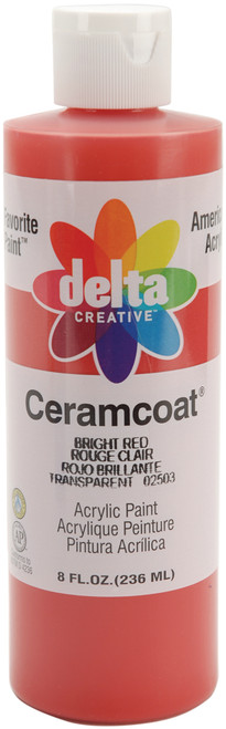 3 Pack Delta Ceramcoat Acrylic Paint 8oz-Bright Red Transparent 2800-2503 - 017158250386