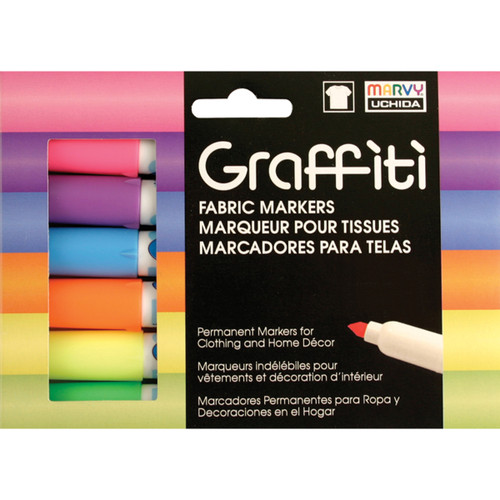 3 Pack - Uchida Graffiti Fabric Markers 6/Pkg-Fluorescent - 560-6C - 028617552101