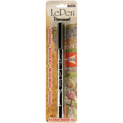 12 Pack Uchida Le Pen Permanent Extra Fine Point Carded-Black U4210C-1 - 028617420219