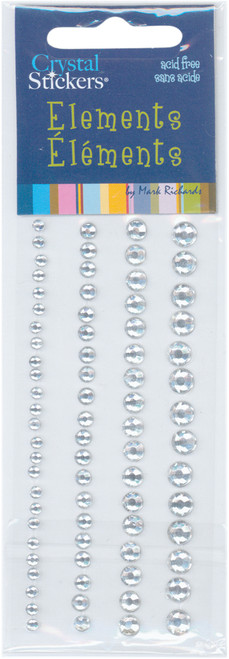 6 Pack Mark Richards Crystal Stickers Elements 3-6mm Assorted 76/Pk-Round Clear 16CS-1609 - 818639007013