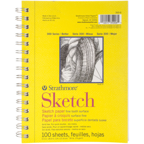 3 Pack Strathmore Sketch Paper Pad 5.5"X8.5"-100 Sheets 350600 - 012017350061