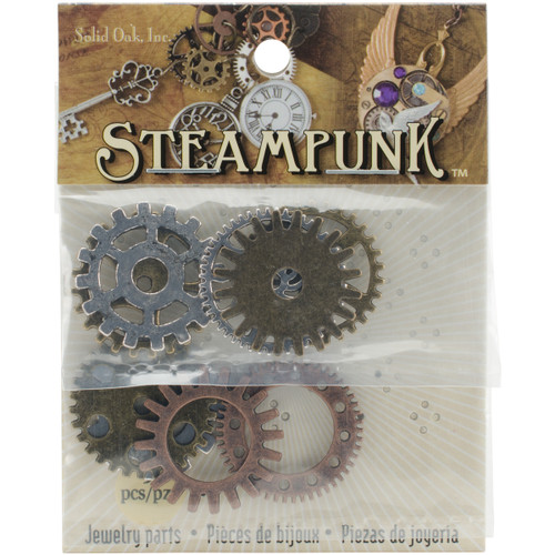 3 Pack Solid Oak Steampunk Metal Accents 9/Pkg-Gears STEAM017 - 845227021373