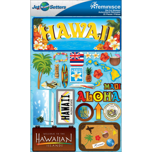 3 Pack Reminisce Jet Setters State Dimensional Stickers 4.5"X7.5"-Hawaii JST00-10 - 895707165103