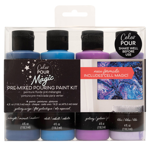 American Crafts Color Pour Magic Pre-Mixed Paint Kit 4/Pkg-Galaxy Surge - 357093 - 718813570930