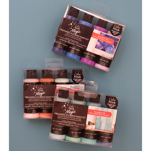 American Crafts Color Pour Magic Pre-Mixed Paint Kit 4/Pkg-Galaxy Surge - 357093