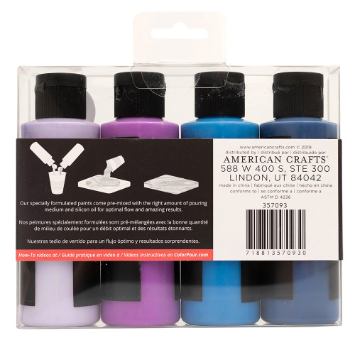 American Crafts Color Pour Magic Pre-Mixed Paint Kit 4/Pkg-Galaxy Surge - 357093