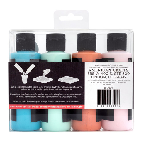 American Crafts Color Pour Magic Pre-Mixed Paint Kit 4/Pkg-Poppy Field - 357091